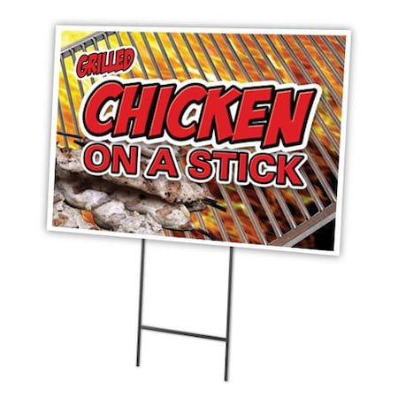 Signmission Chicken On A Stick Yard Sign & Stake outdoor plastic coroplast window, C-1216-DS-Chicken On A Stick C-1216-DS-Chicken On A Stick